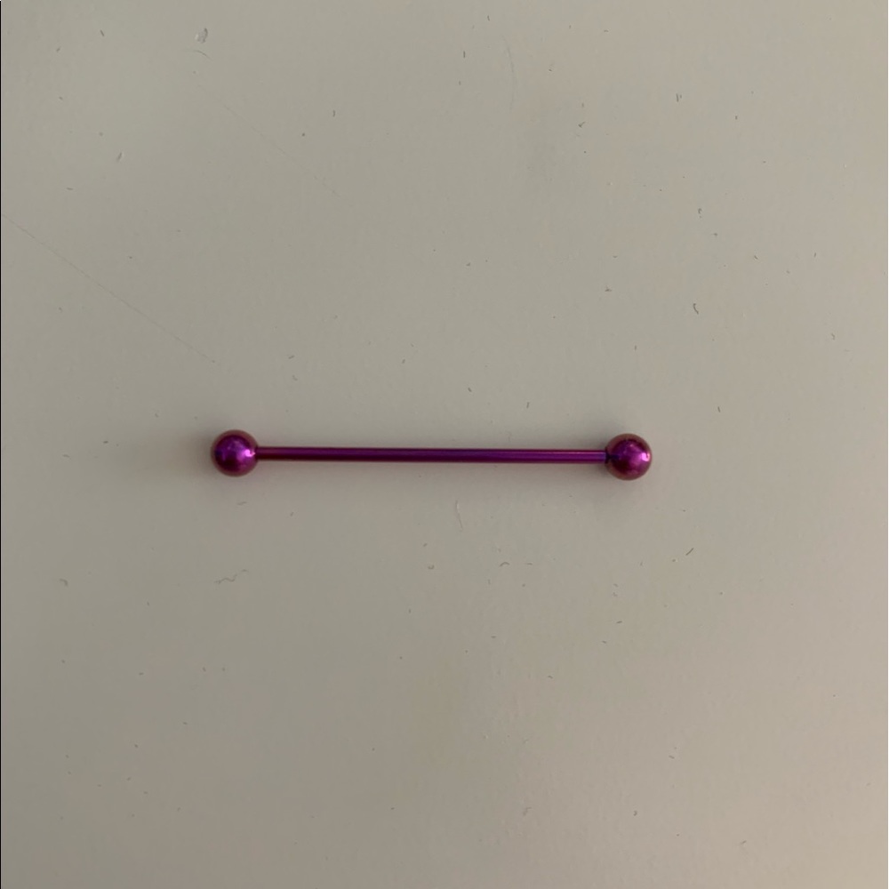 Pink industrial earring